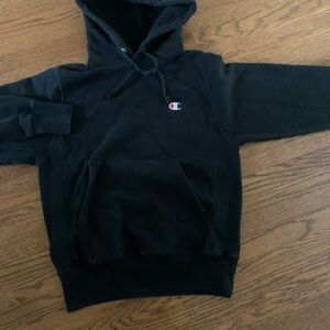Men Xs very slightly worn all black champion Hoodie in mint condition
